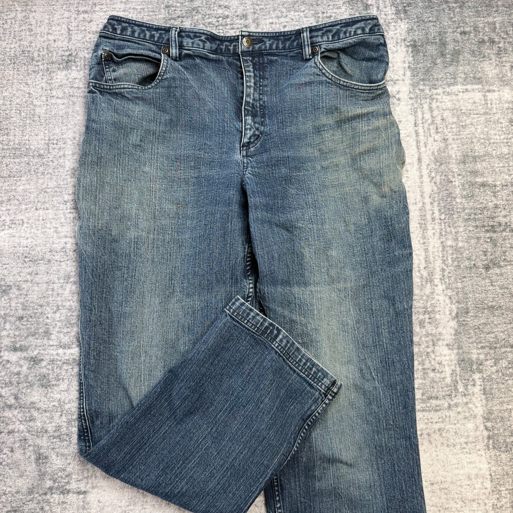 Duluth Trading Jeans Women 18x33 Faded Blue Heavy Cotton Straight Leg Chore Work